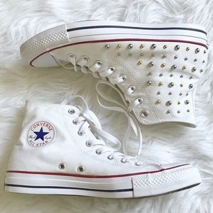 White high top studded converse